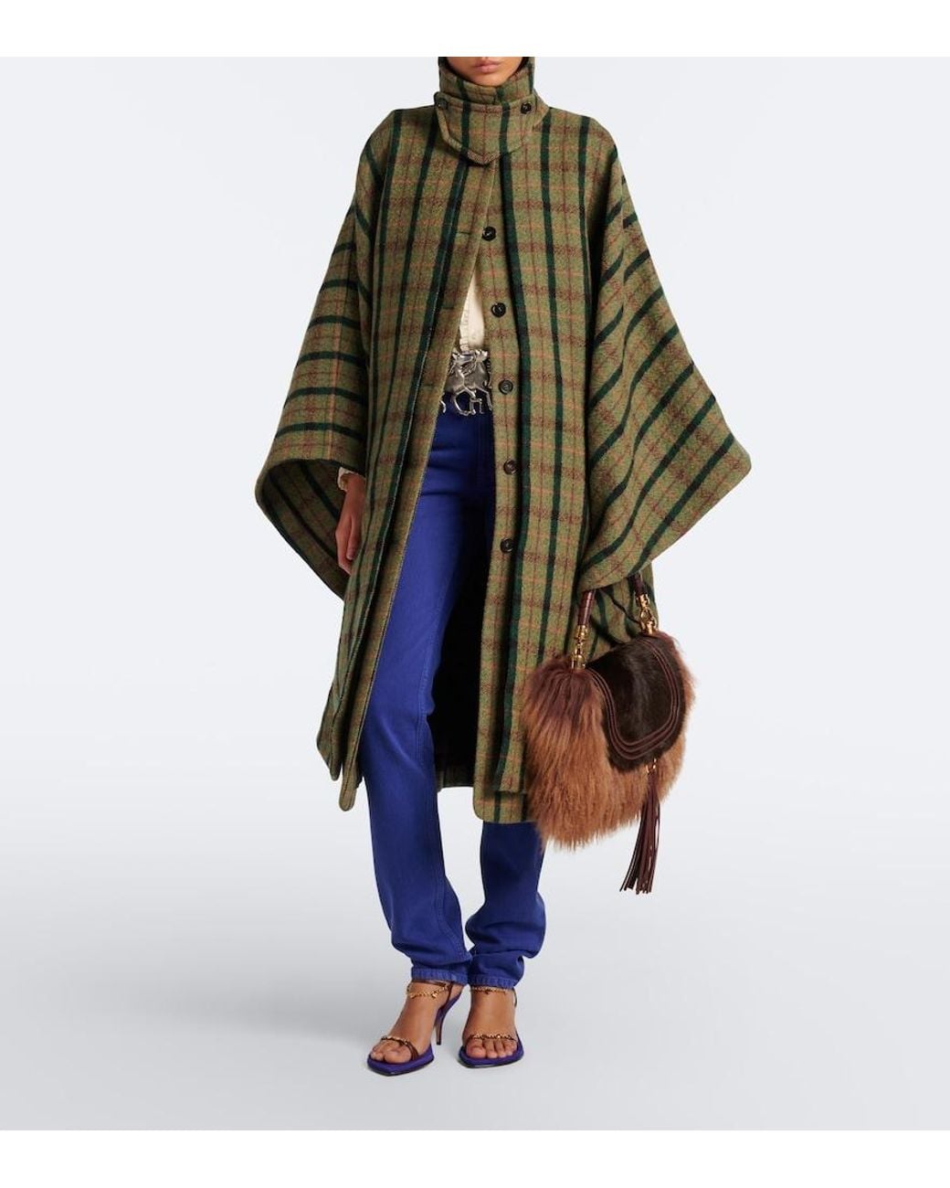 Chloé Brown Marcie Foulard Small Shearling Shoulder Bag