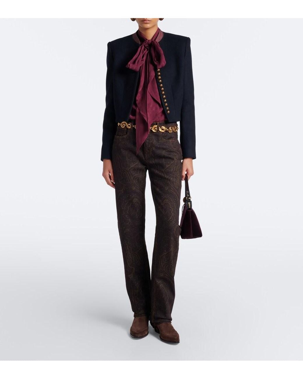 Etro Black Paisley Straight Jeans
