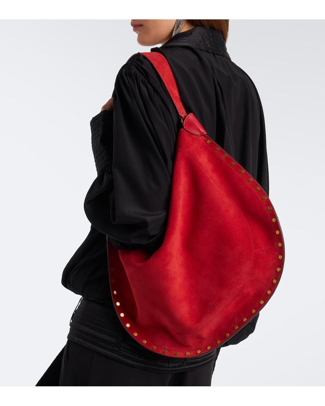 Isabel Marant Red Oskan Suede Shoulder Bag