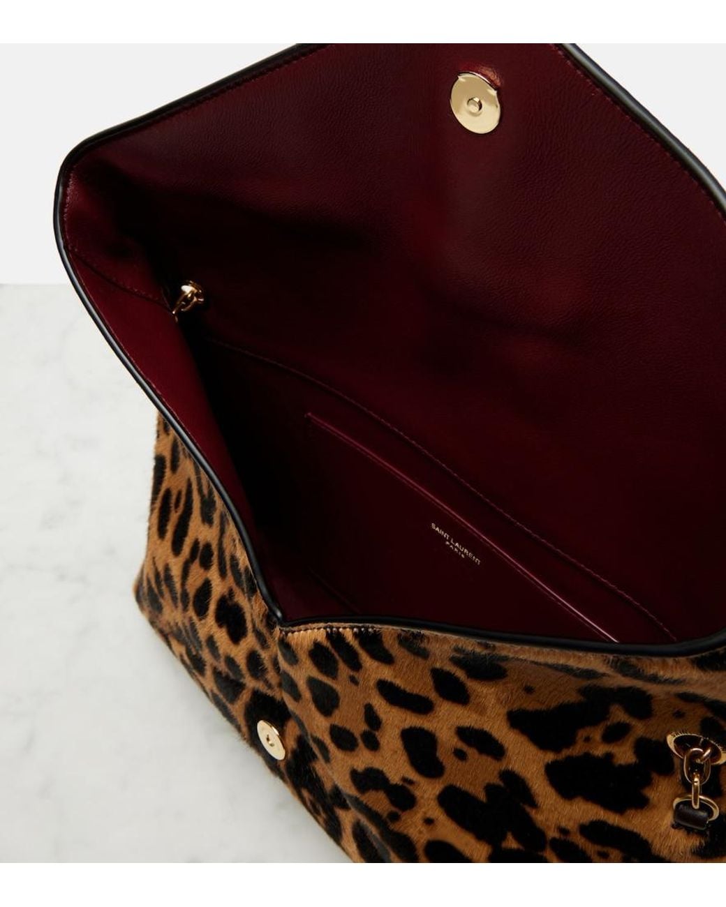 Saint Laurent Brown Cassandre Calf Hair Shoulder Bag