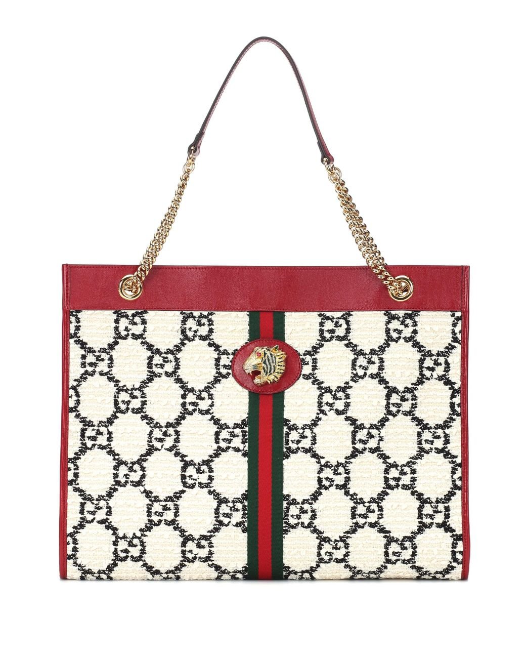 Gucci Rajah Large GG Tweed Tote in Red Lyst