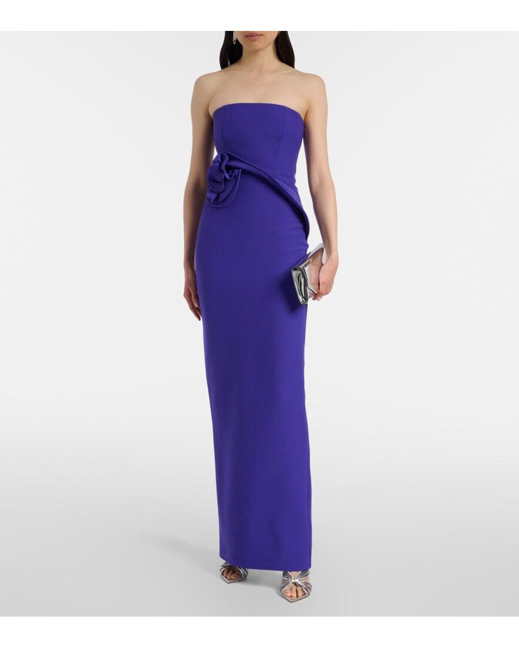 Roland Mouret Floral-Applique Gown in Purple | Lyst UK