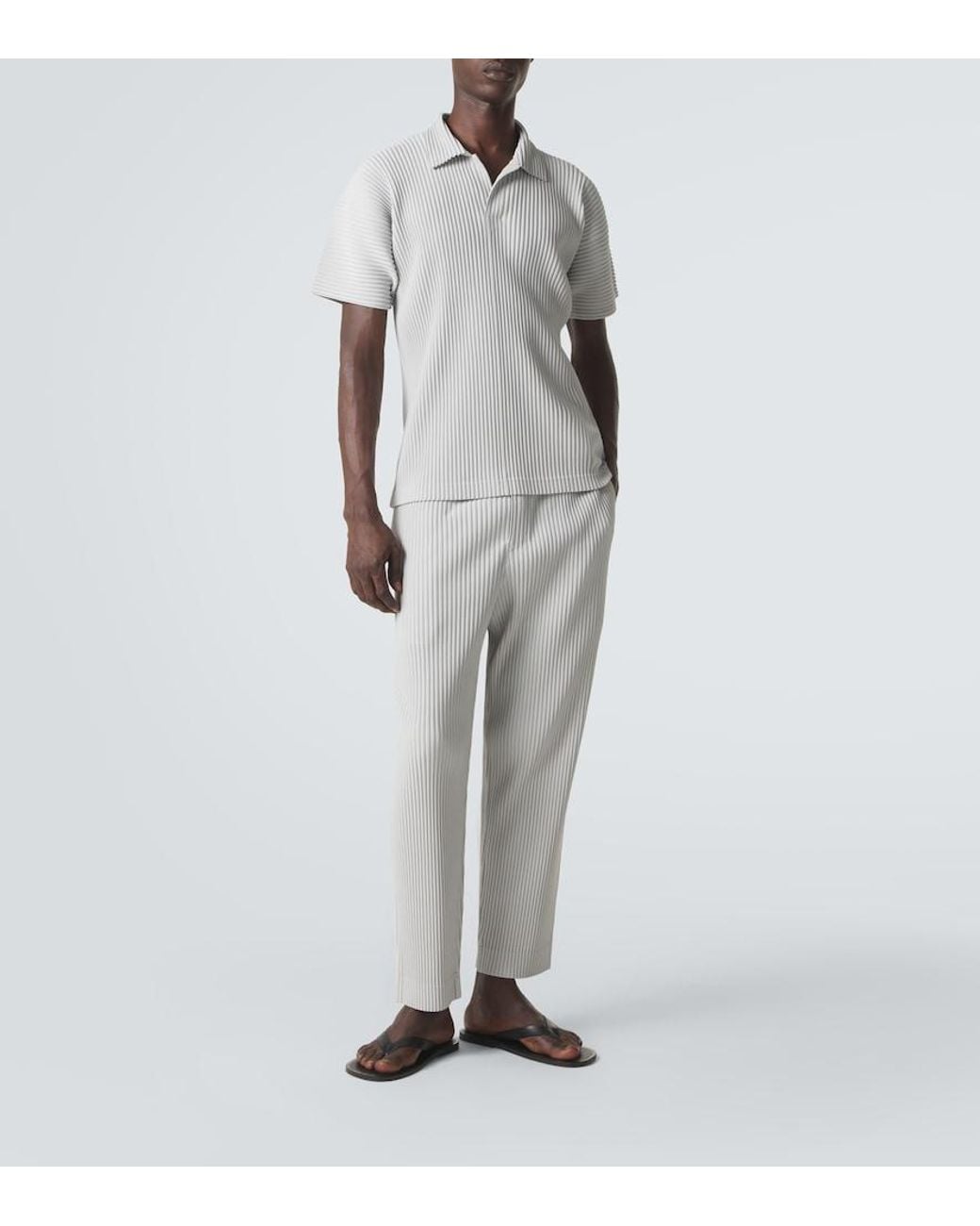 Homme Plissé Issey Miyake Gray Basics Pleated Polo Shirt for men
