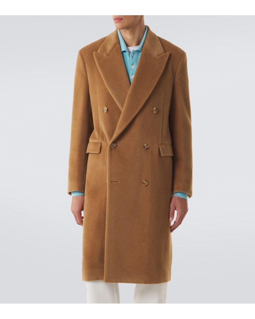 Lardini Brown Double-Breasted Virgin Wool Coat for men