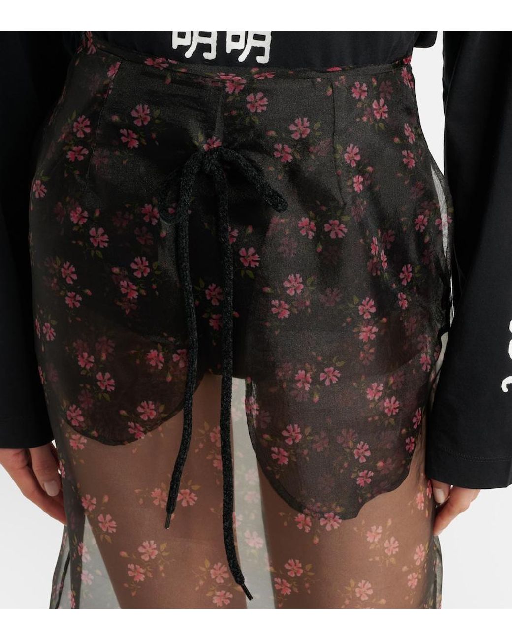 Simone Rocha Gray Floral Midi Skirt