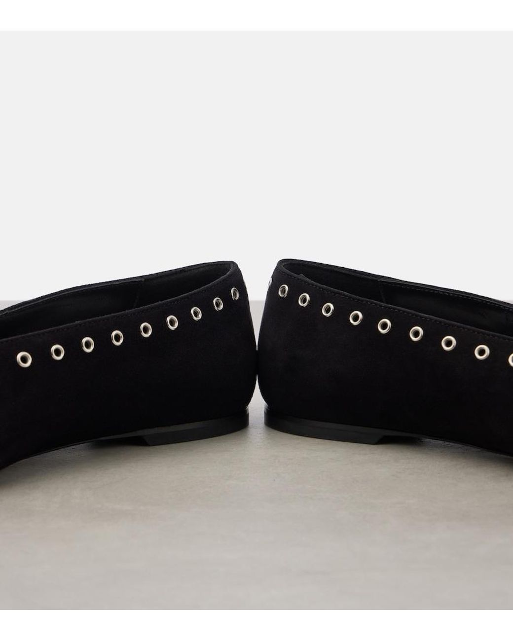 Totême Black Suede Leather Lace-Up Ballets