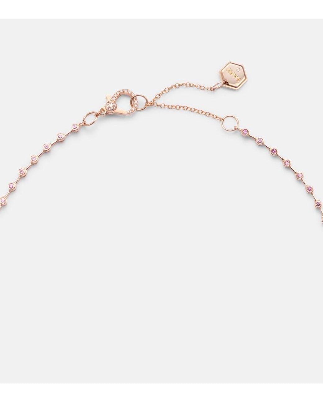 SHAY White Y 18Kt Rose Lariat Necklace With Sapphires