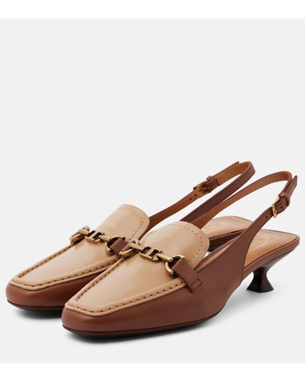 Tod's Brown 35 Leather Slingback Pumps
