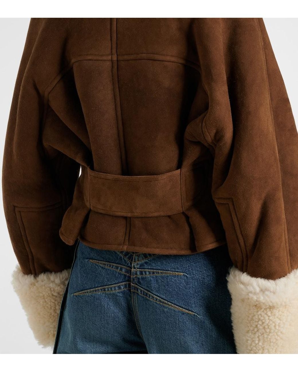 Alaïa Brown Shearling-Trimmed Suede Jacket