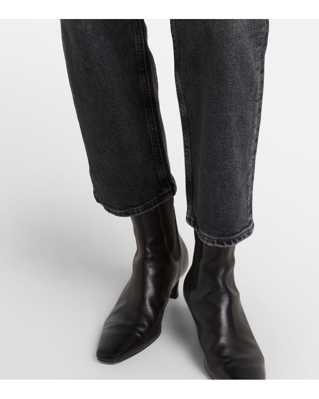 Agolde Black 90's Pinch Waist Crop Straight Jeans