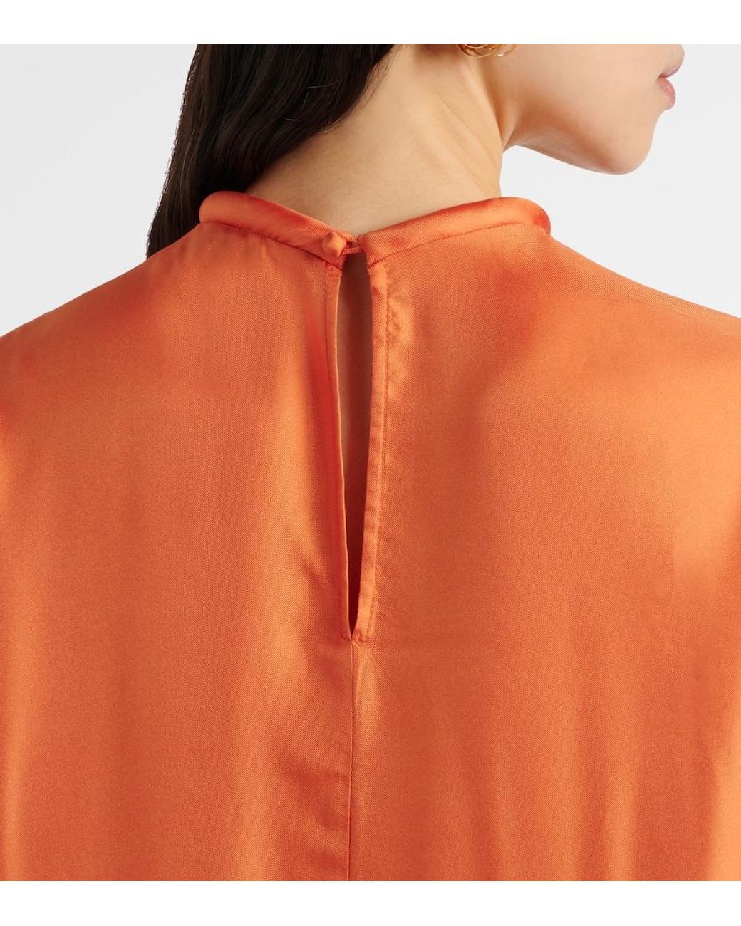 ALÉMAIS Orange Luis Silk Midi Dress