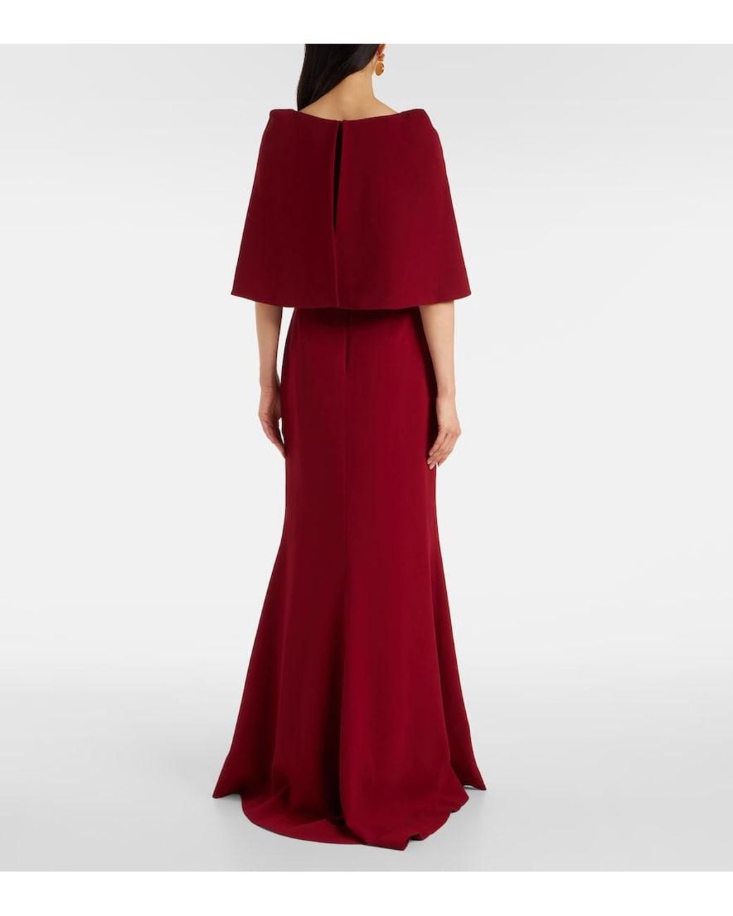 Elie Saab Red Caped Cady Gown