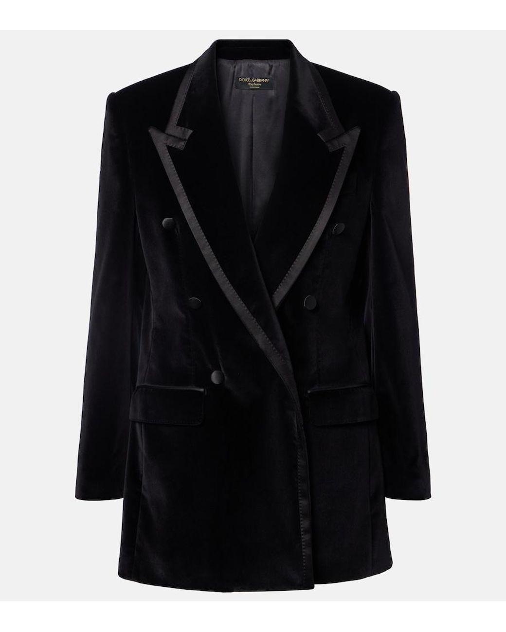 Dolce & Gabbana Black Cotton-Blend Velvet Tuxedo Jacket
