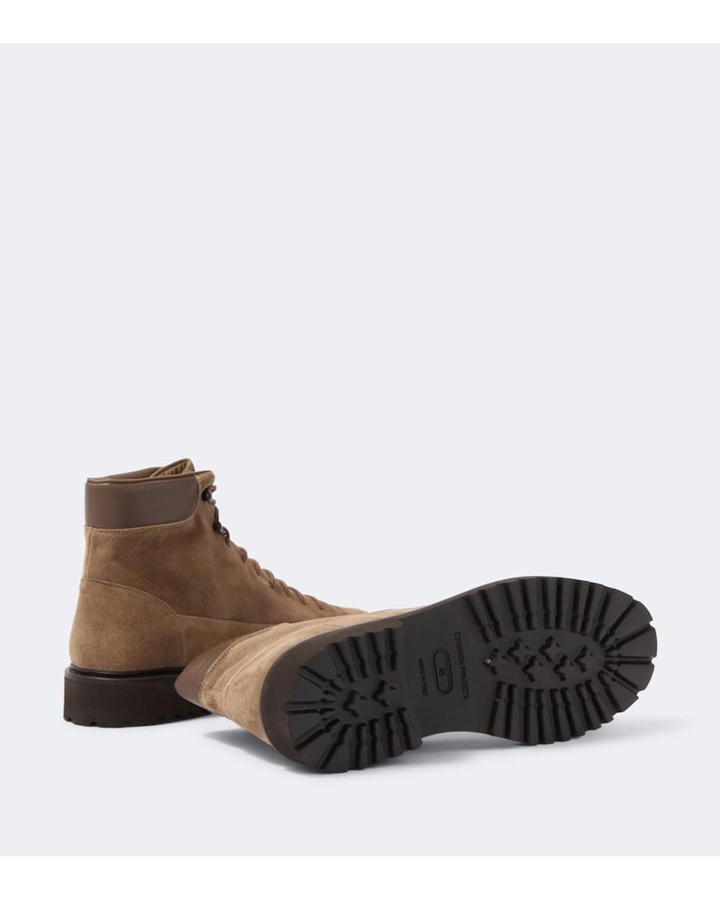 Common Projects Brown Hiker Leather-Trimmed Suede Lace-Up Boots for men
