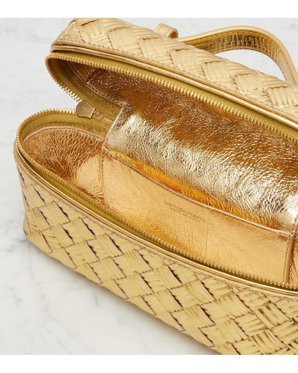 Bottega Veneta Bang Bang Metallic Leather Vanity Bag