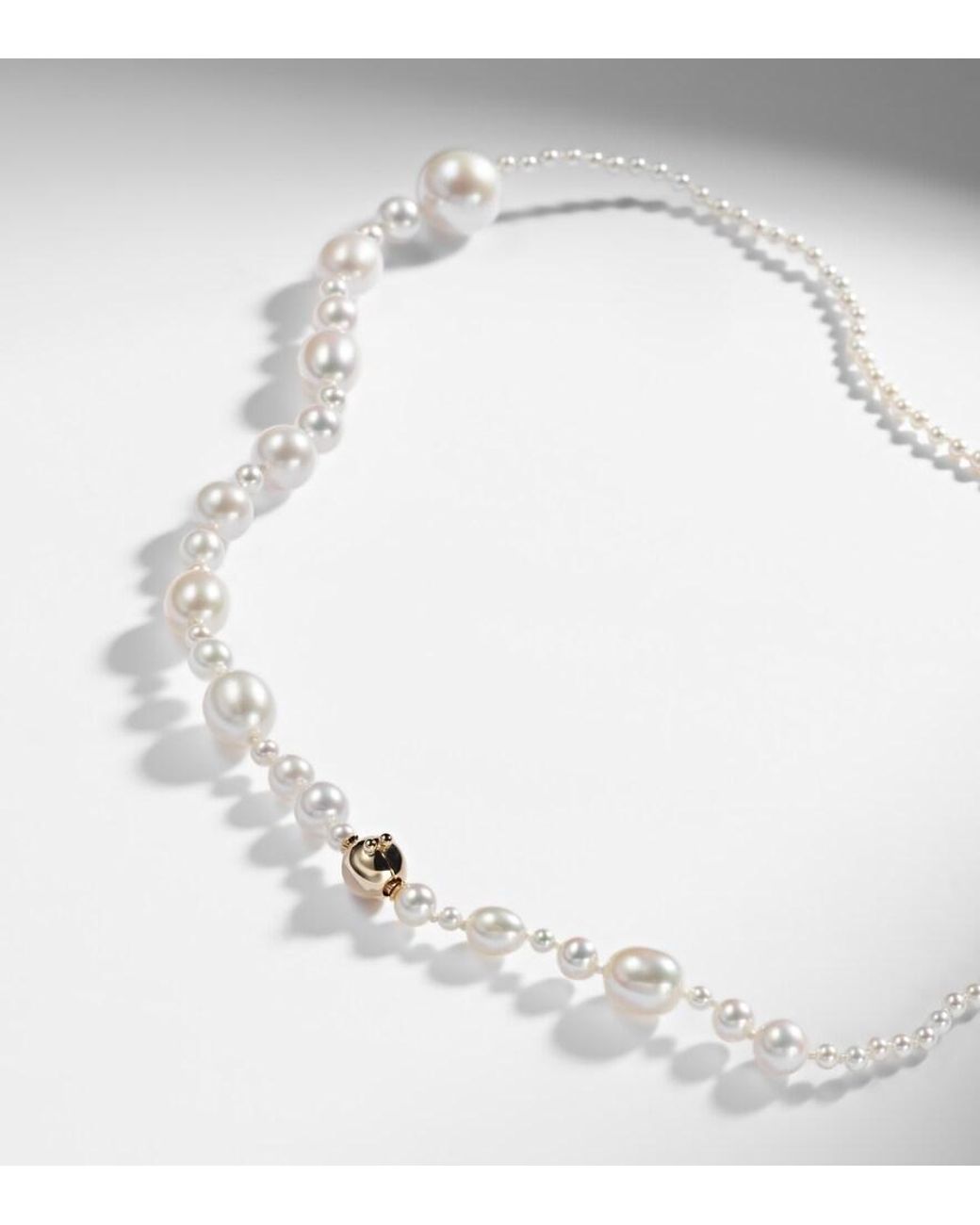 Sophie Bille Brahe White Peggy 14Kt Necklace With Freshwater Pearls