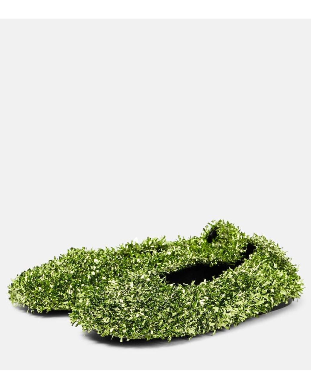 Dries Van Noten Green Glove Glitter Ballet Flats