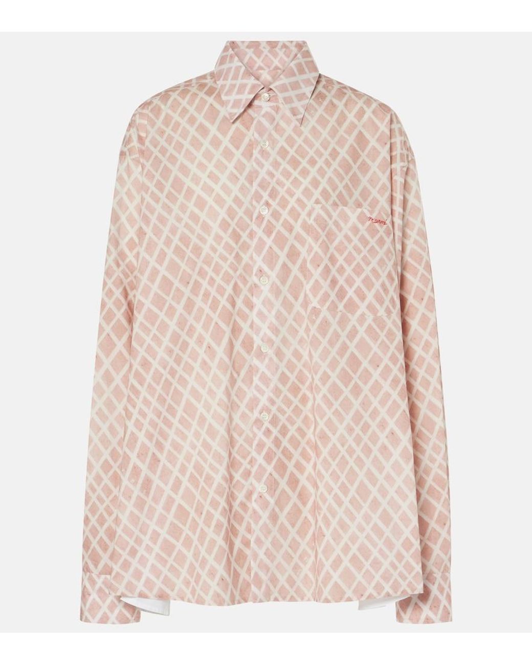 Marni Pink Checked Cotton Poplin Shirt