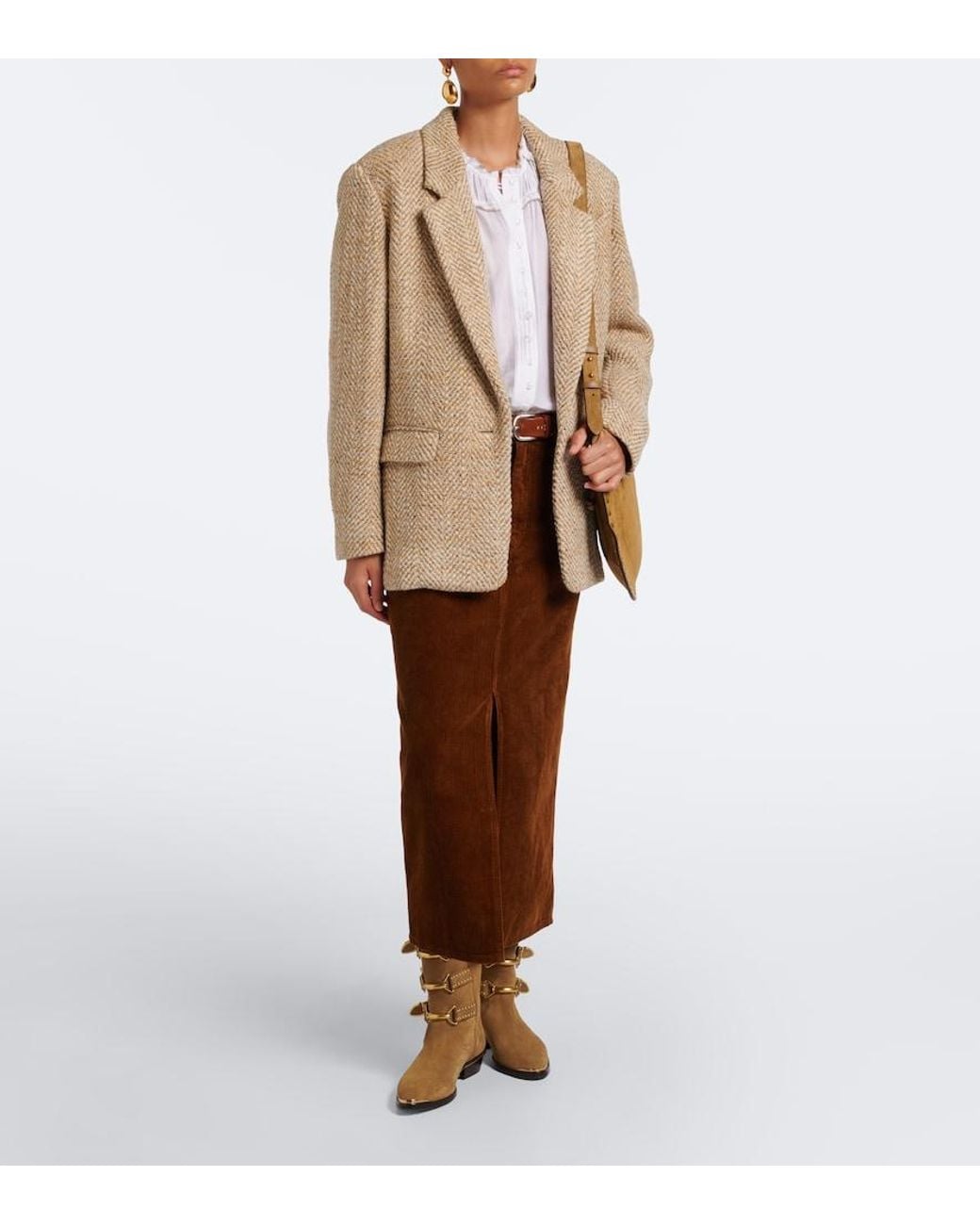 Isabel Marant Brown Odalie Cotton And Linen Corduroy Maxi Skirt