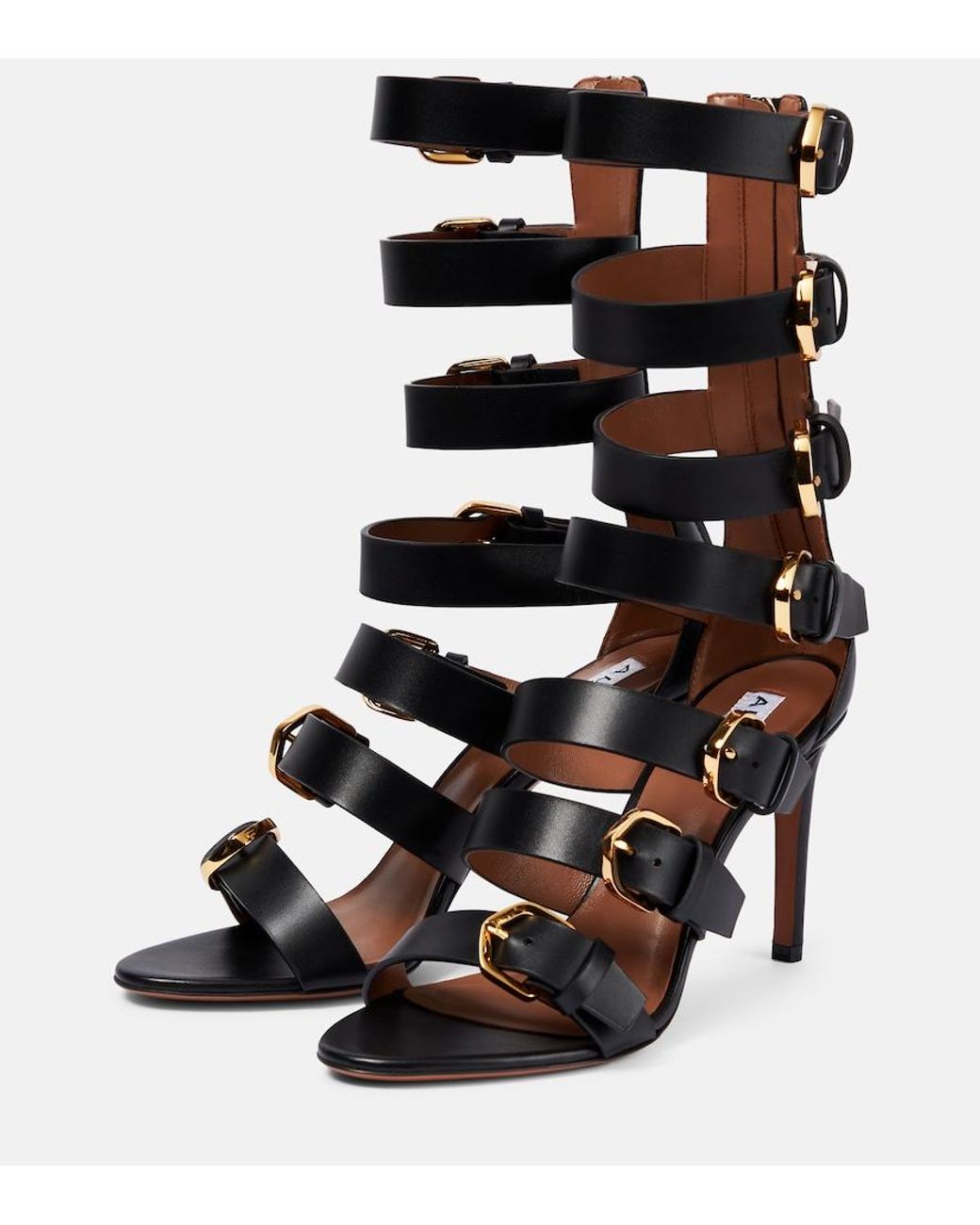 Alaïa Black Buckle Leather Sandals