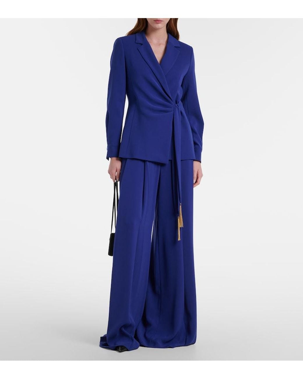 Max Mara Blue Valico Pleated Wide-Leg Pants