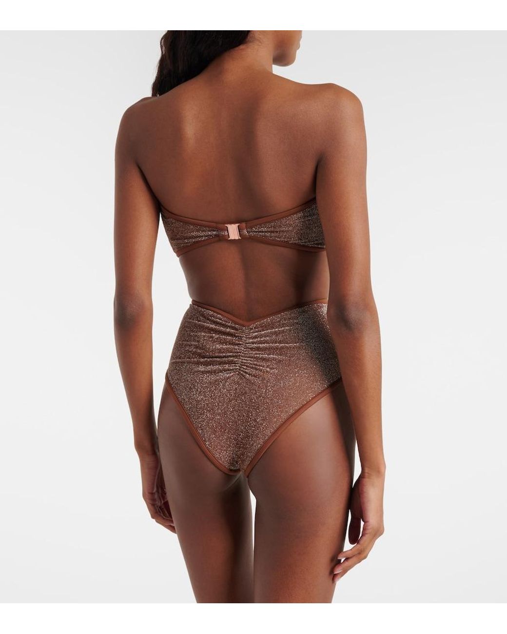 Johanna Ortiz Brown Lame Bikini Top