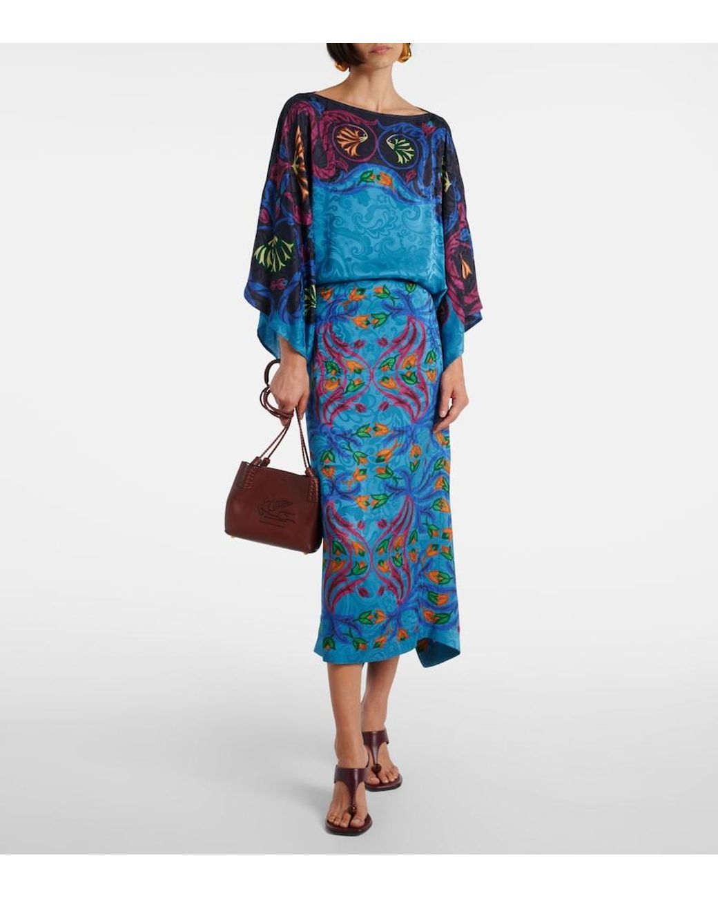 Etro Blue Printed Midi Dress