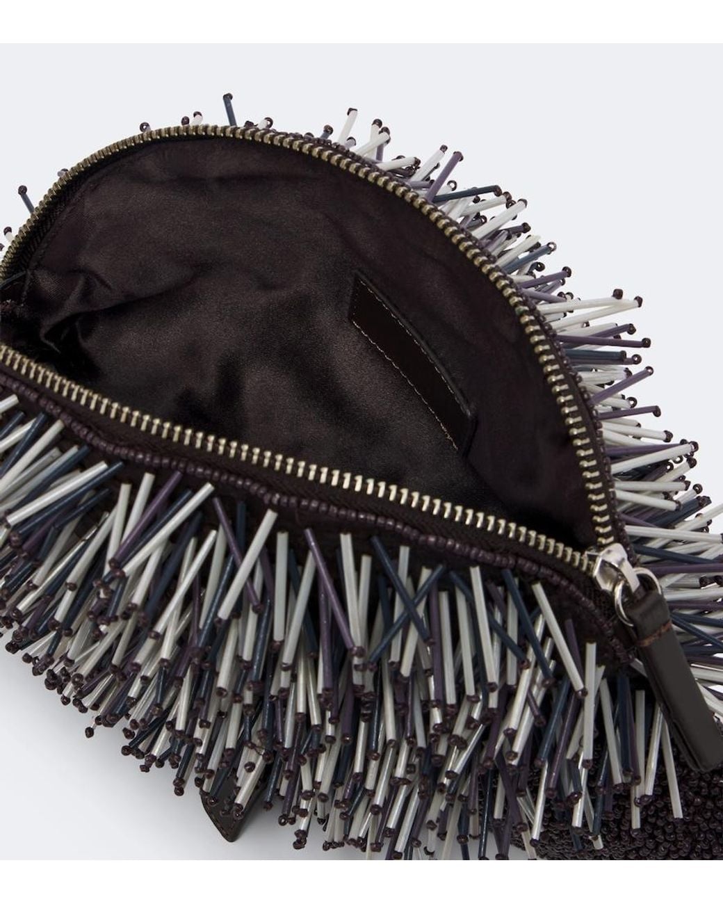 Staud Black Porcupine Beaded Clutch
