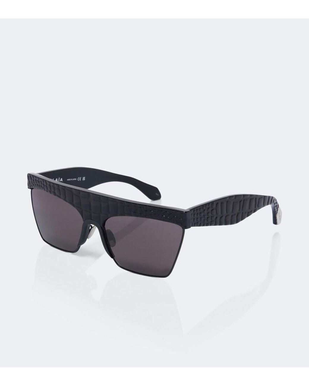 Alaïa Black Croc-Effect Flat-Top Sunglasses
