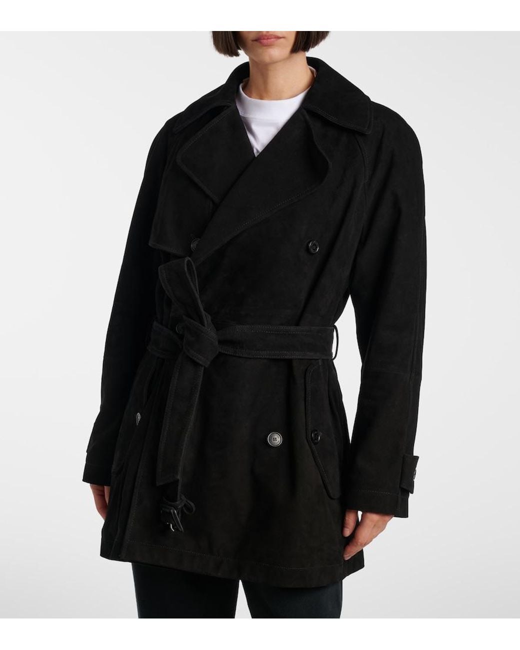 Balenciaga Black Suede Trench Coat