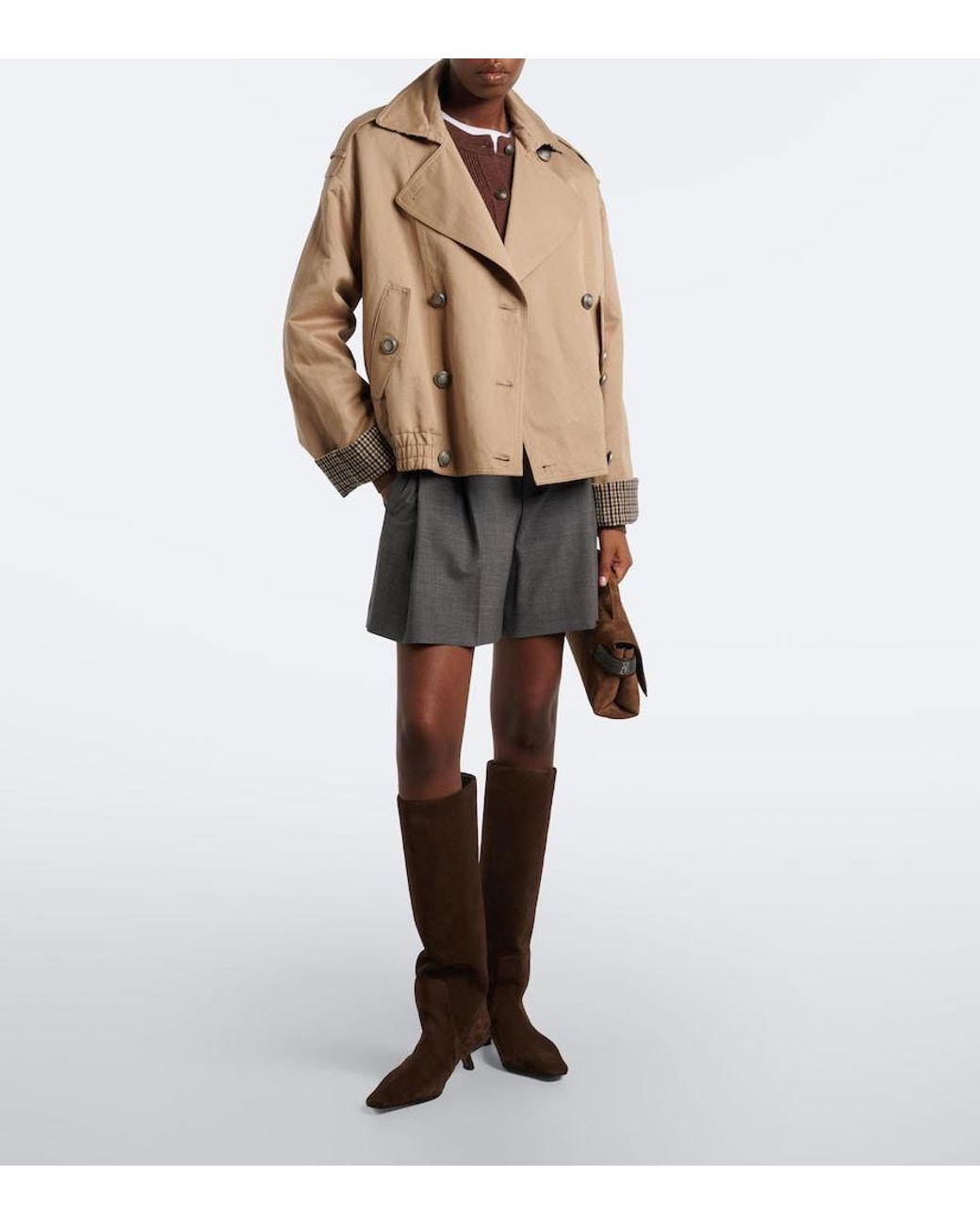 Brunello Cucinelli Brown Monili Suede Knee-High Boots