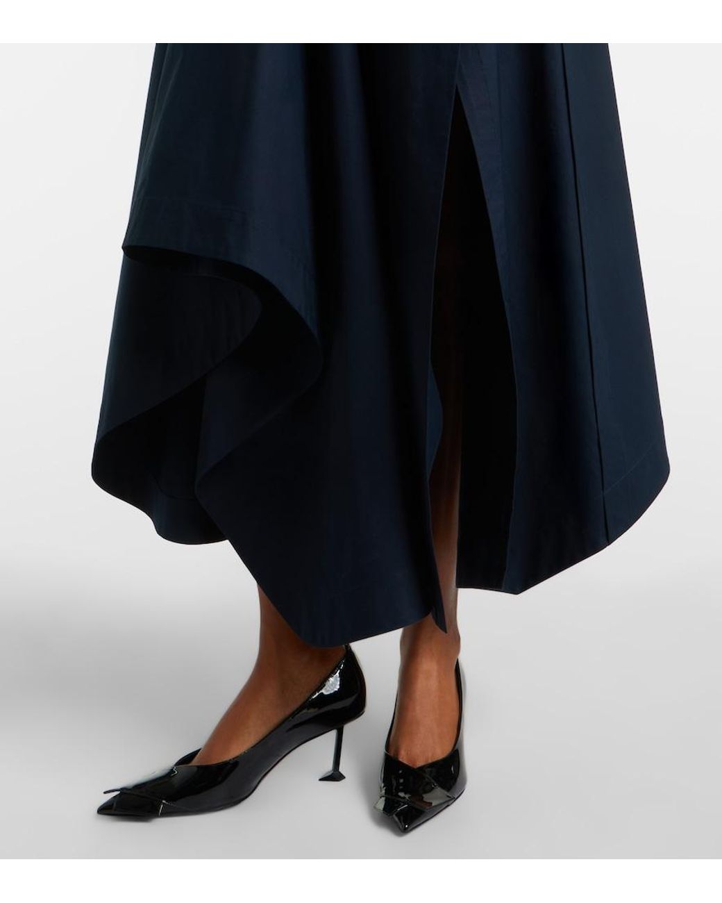 Givenchy Blue Asymmetric Cotton Poplin Maxi Skirt