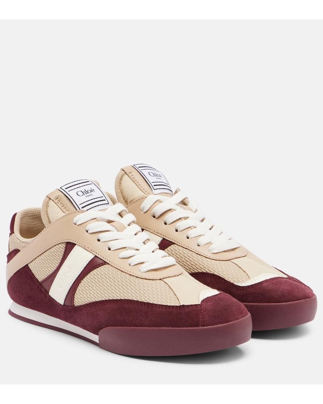 Chloé Pink Kick Suede-Trimmed Sneakers