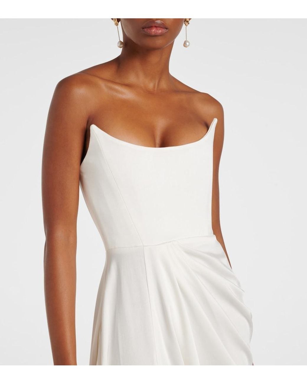 Alex Perry White Bridal Bustier-Robe Aus Crepe