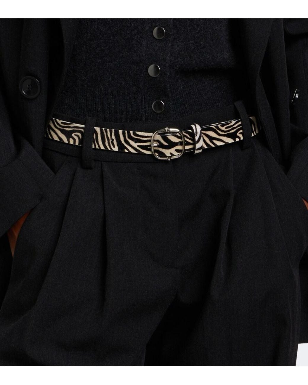 Isabel Marant Black Depson Zebra-Print Calf Hair Belt