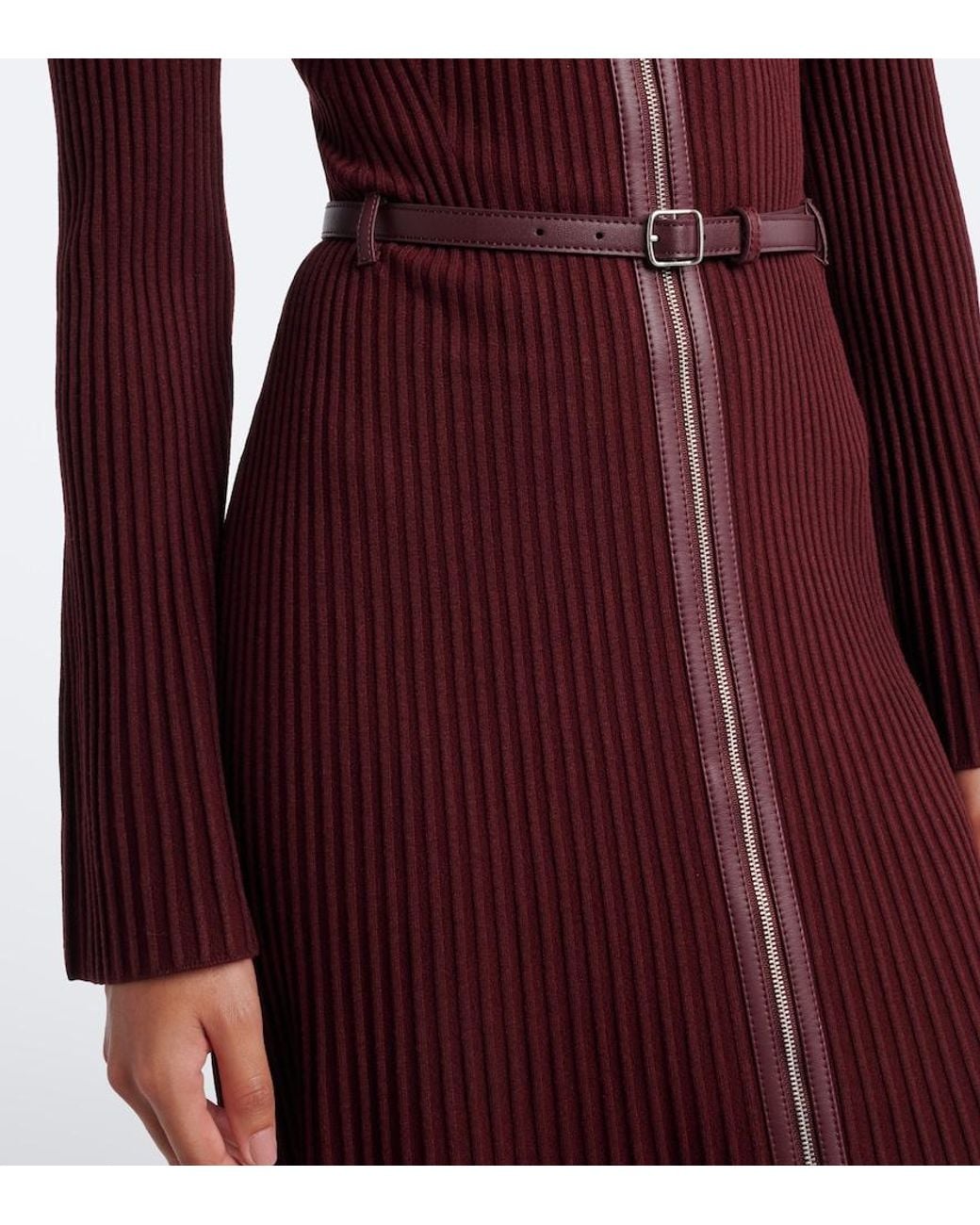 Jonathan Simkhai Purple Ismelle Belted Ribbed-Knit Shirt Dress