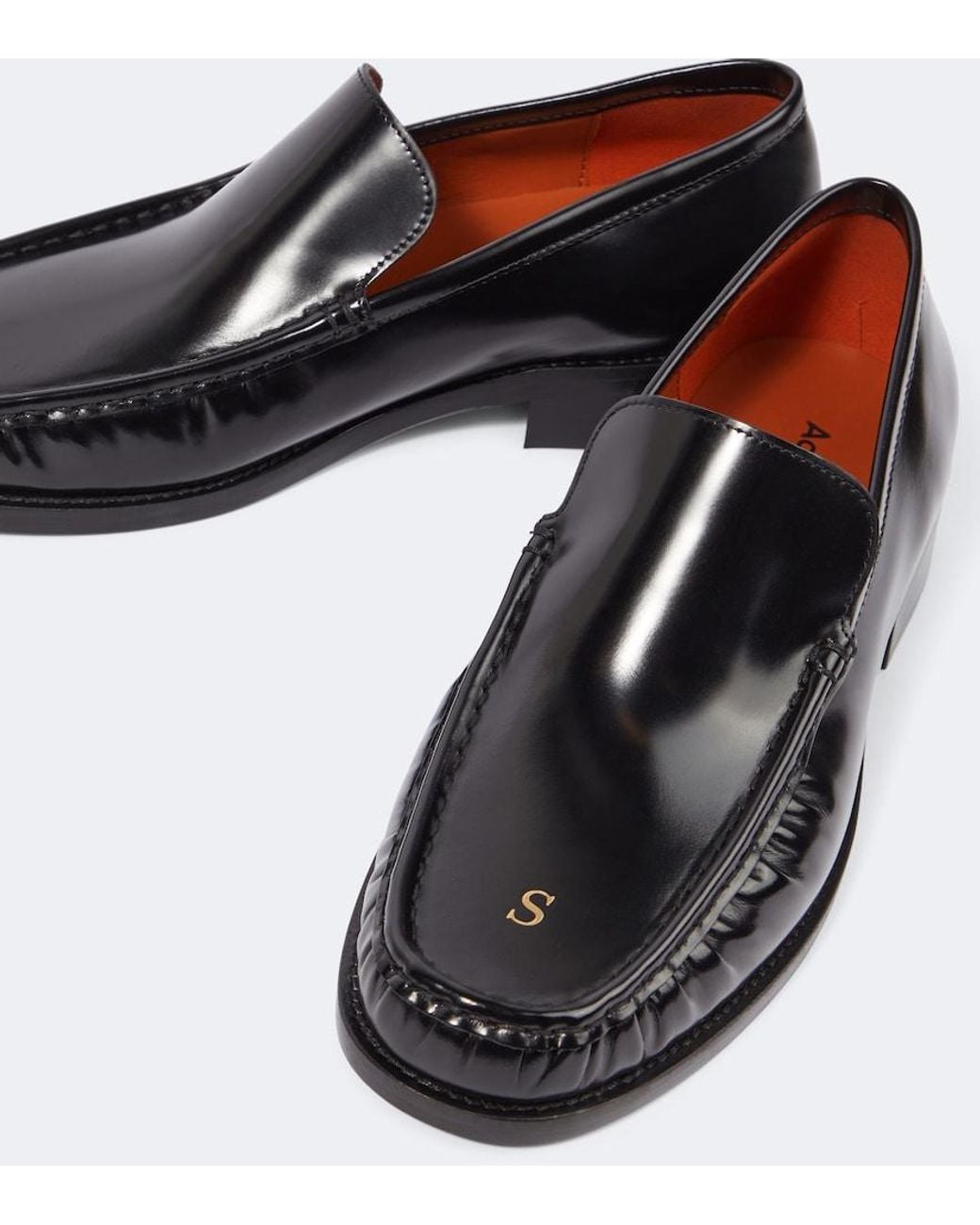 Acne Black Leather Loafers for men