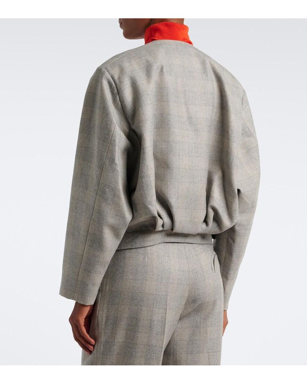 Blazé Milano Gray Altai Checked Wool, Silk, And Cashmere Jacket