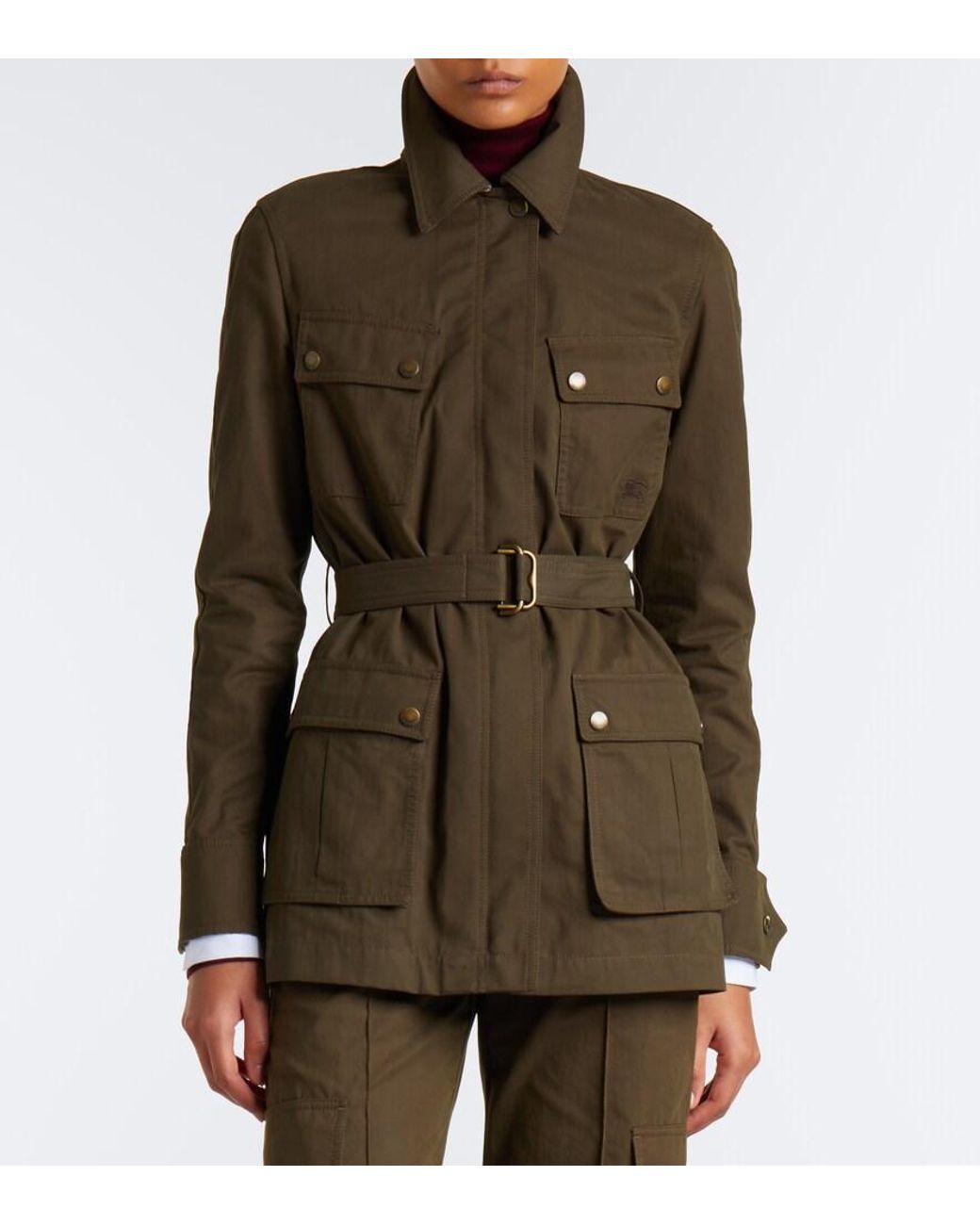 Burberry Green Belted Cotton-Blend Jacket