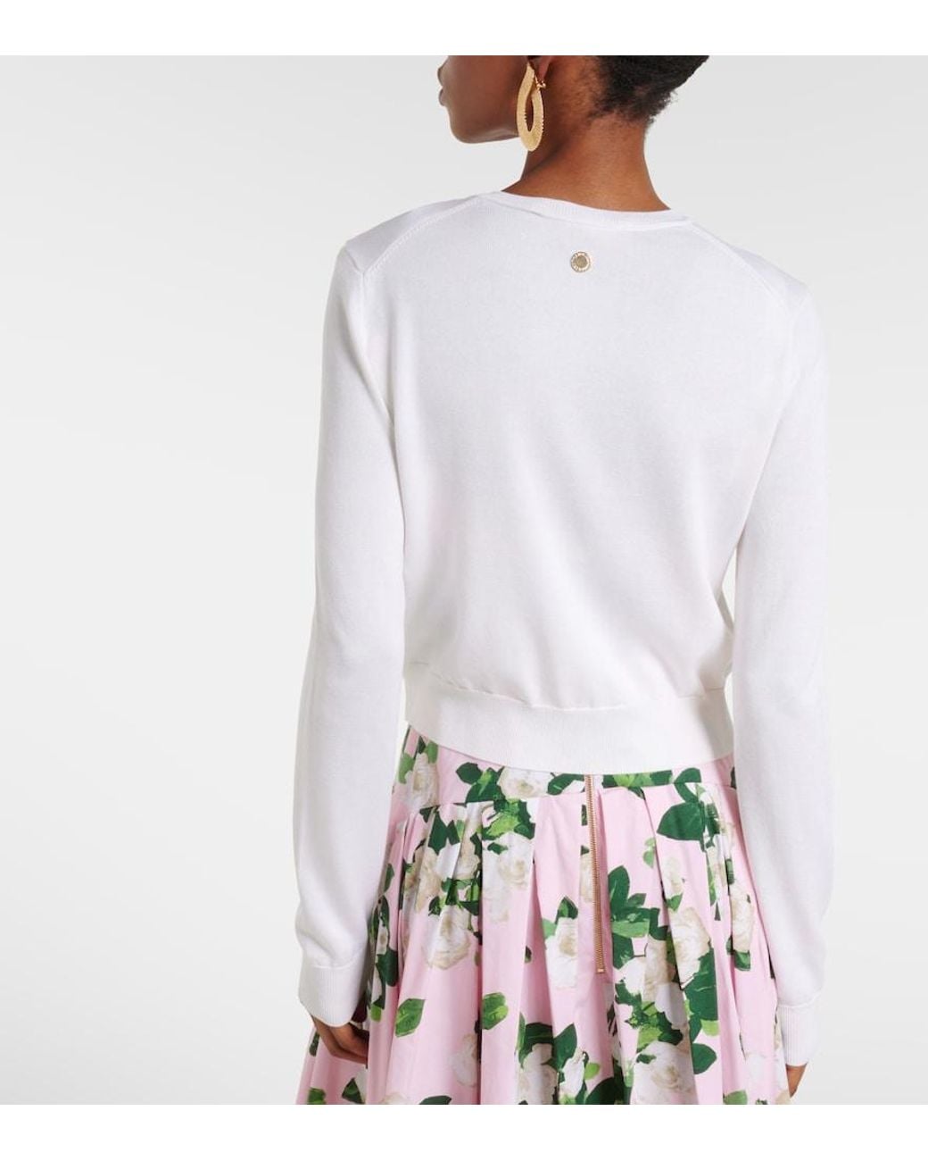 Carolina Herrera White Cropped Silk And Cotton Cardigan