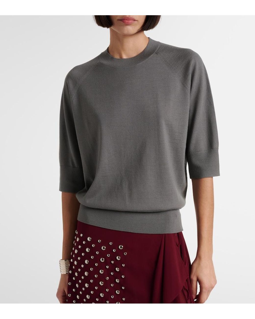 Dries Van Noten Gray Wool Top