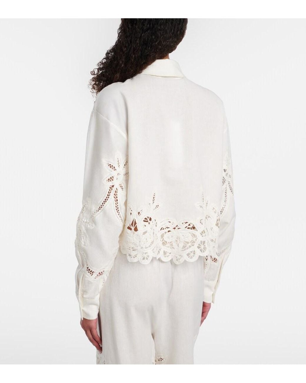 Veronica Beard White Aderes Cotton And Linen Shirt