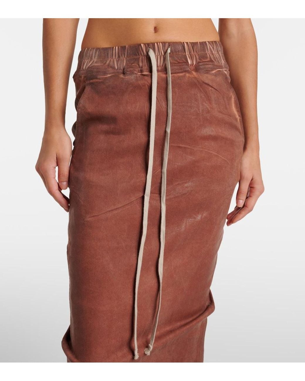 Rick Owens Brown Denim Maxi Skirt