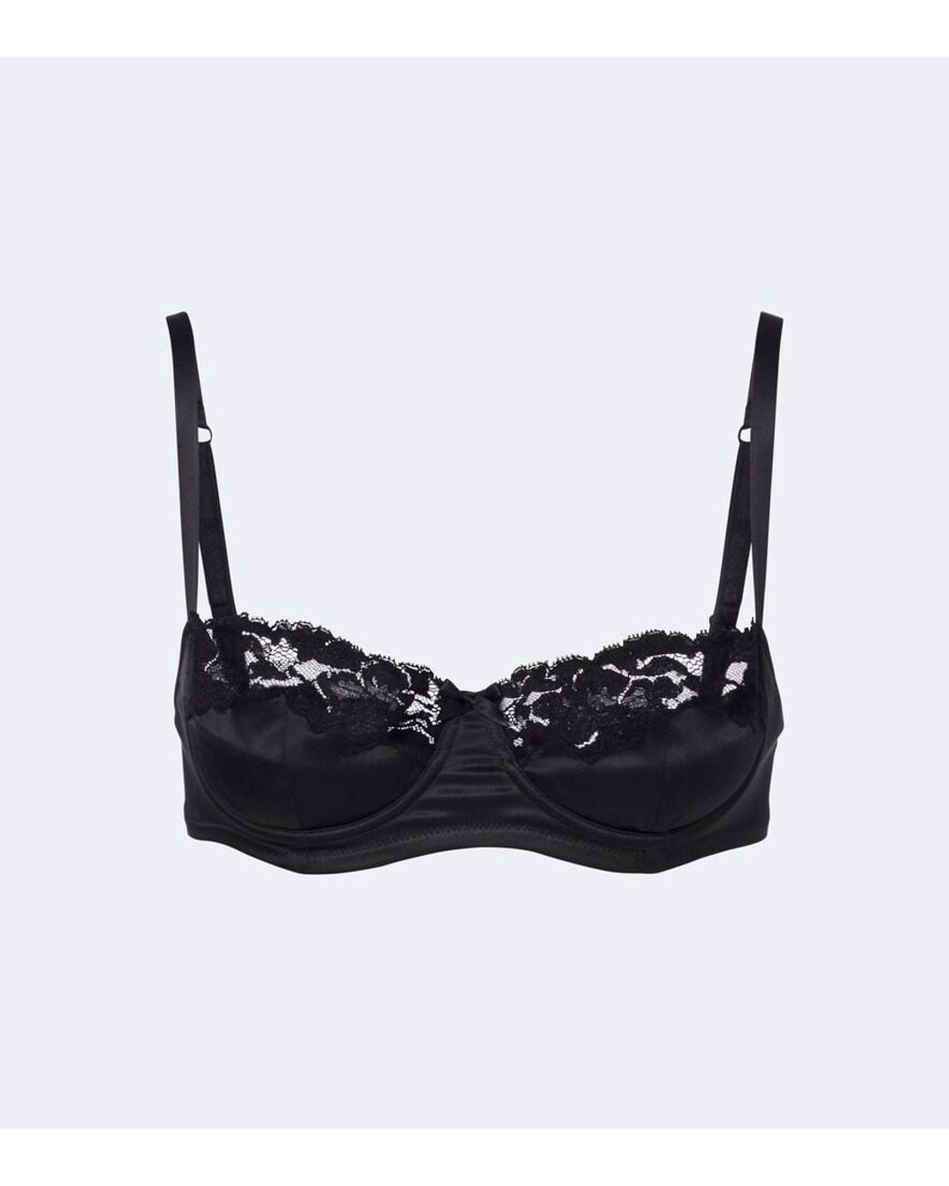 Dolce & Gabbana Black Lace-Trimmed Silk-Blend Satin Bra