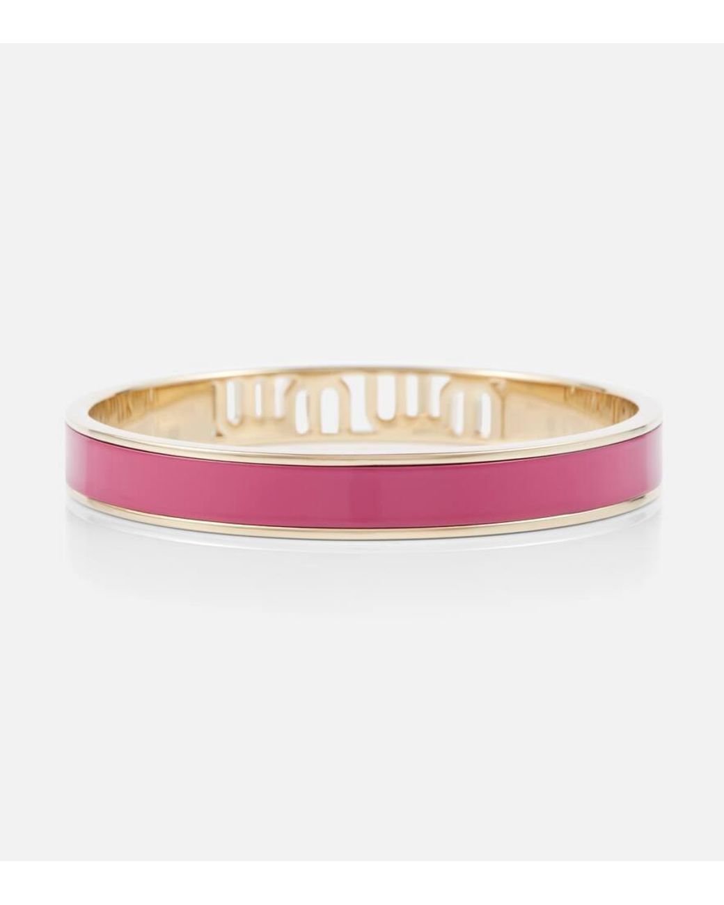 Bracciale Smaltato Con Logo di Miu Miu in Pink