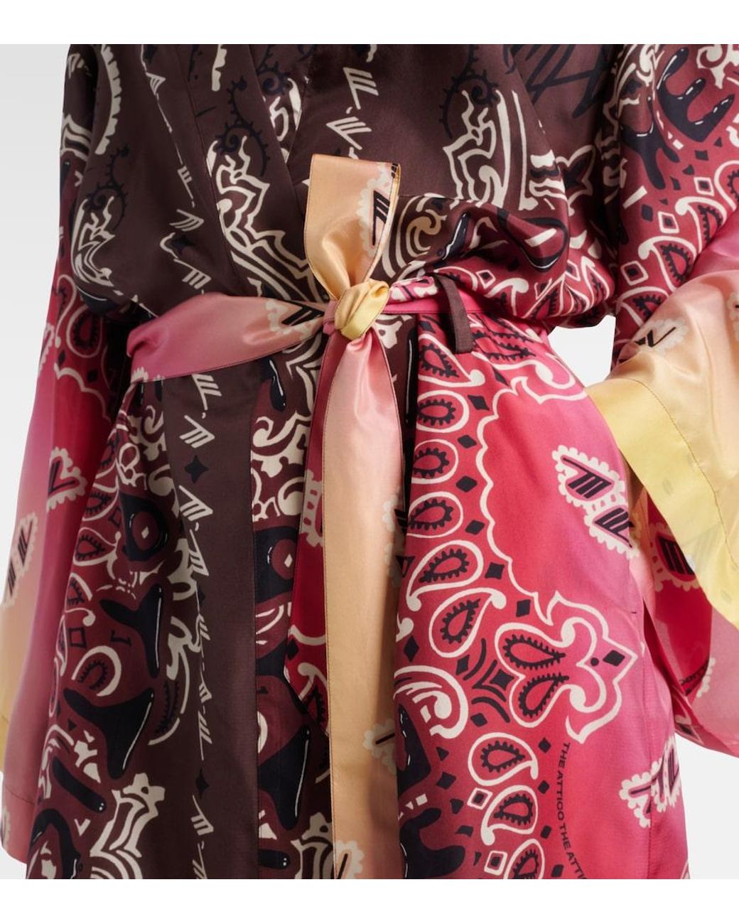 The Attico Red Printed Silk Beach Cover-Up