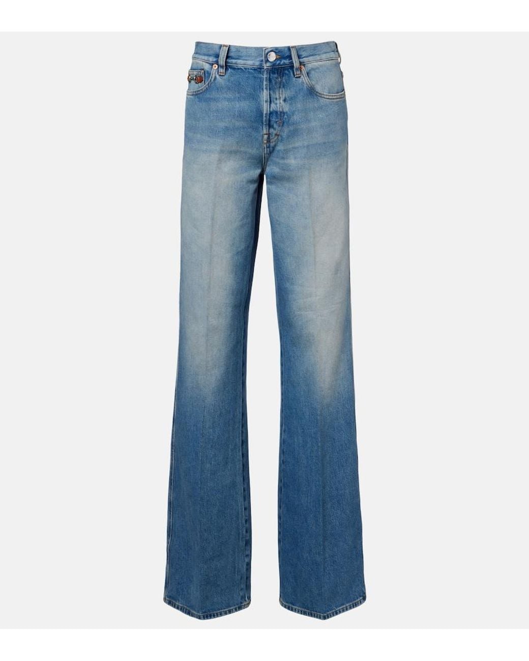 Gucci Blue Horsebit Mid-Rise Flared Jeans