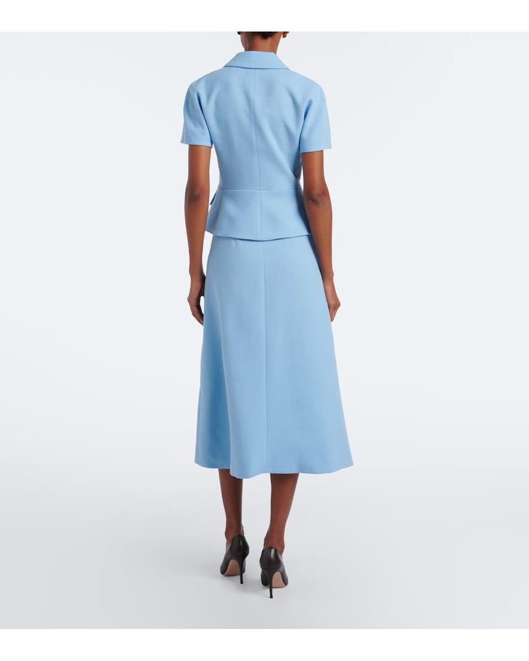 Emilia Wickstead Blue Alexina Wool Crepe Midi Dress