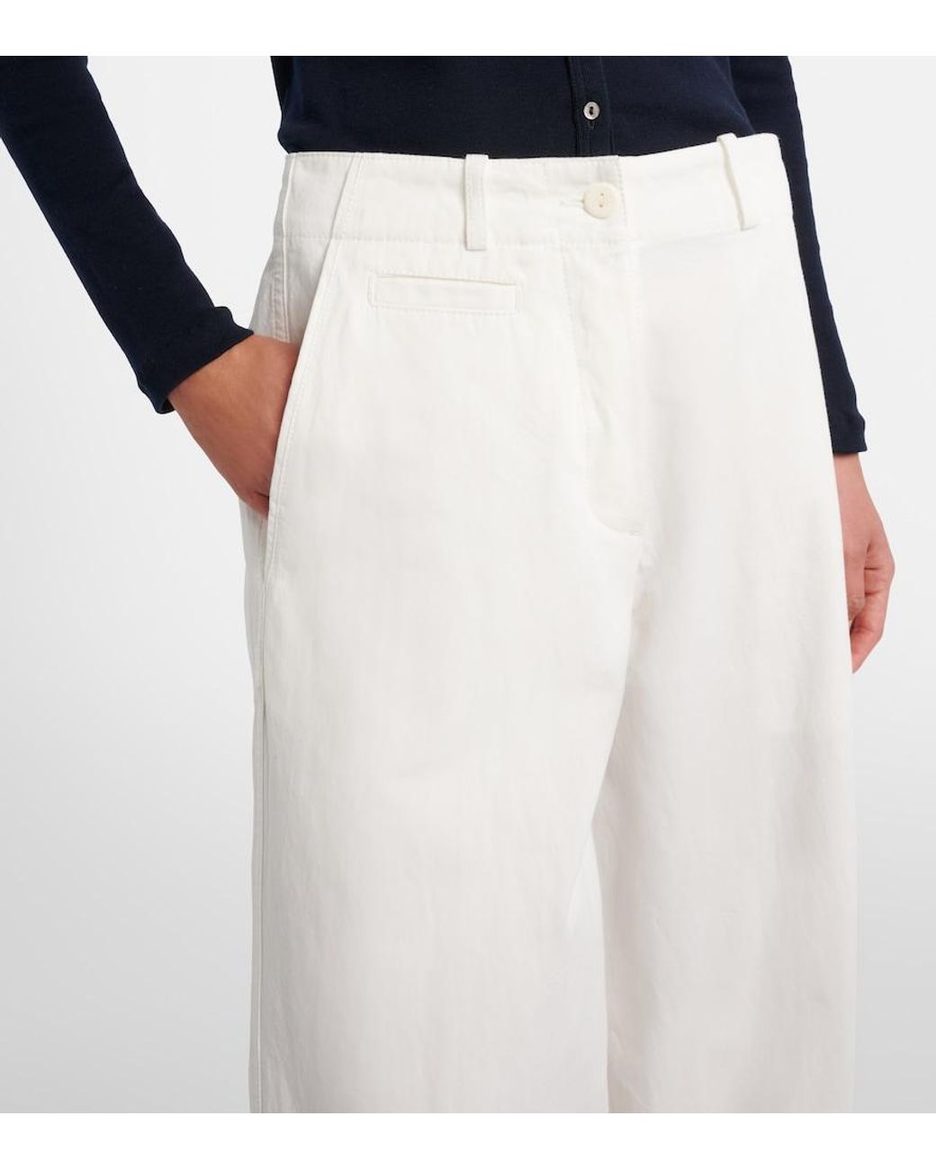 The Row White Fadry Cotton Gabardine Wide-Leg Pants