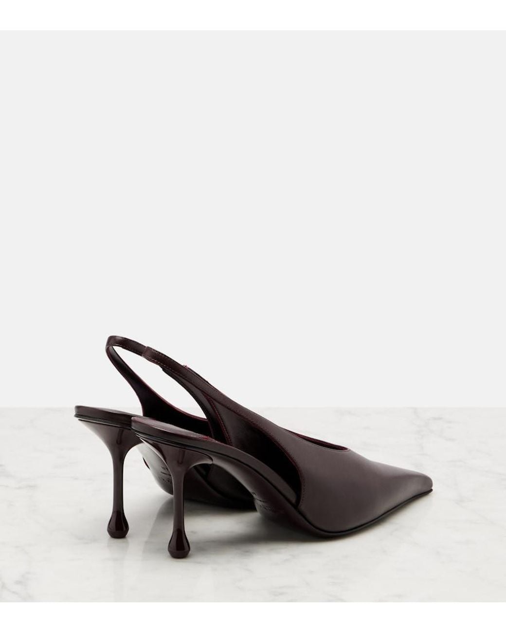 Jimmy Choo Brown Isa 80 Leather Slingback Pumps